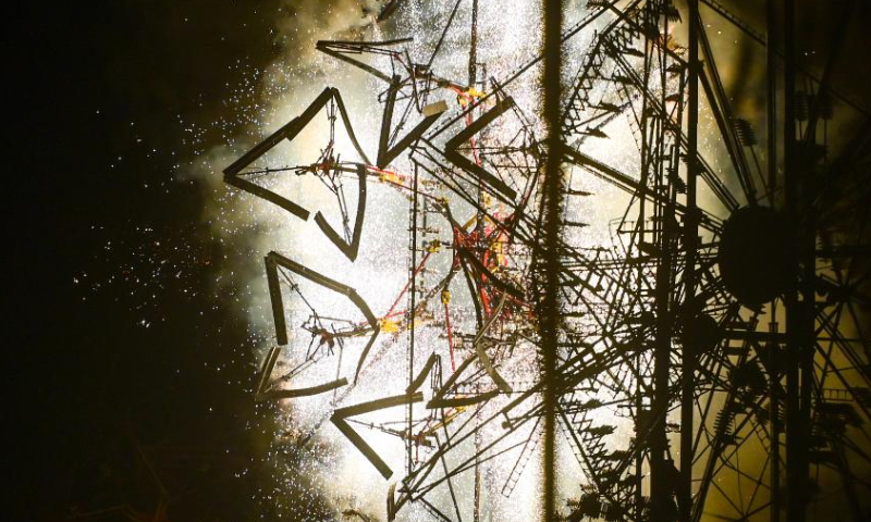 Fireworks explode during a pre-festival event of the Malta International Fireworks Festival in Floriana, Malta, April 13, 2024. (Photo by Jonathan Borg/Xinhua)