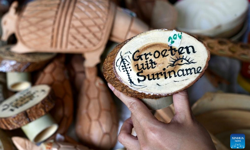 This photo taken on April 5, 2024 shows a handicraft product for sale at a shop in Paramaribo, Suriname.(Photo: Xinhua)
