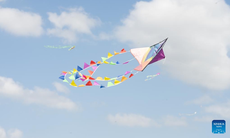 A kite flies in the sky at the annual ABC Kite Fest in Austin, Texas, the United States, on April 14, 2024.(Photo: Xinhua)