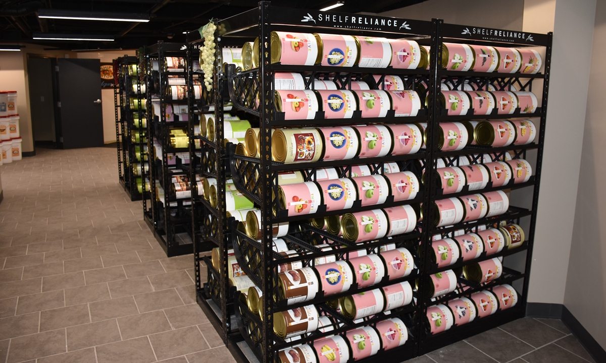 Food stocked in the luxury underground bunker of Larry Hall