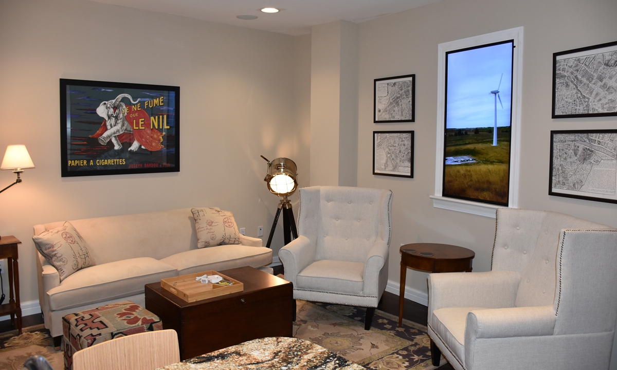 A living room in Larry Hall's 15-story underground mansion