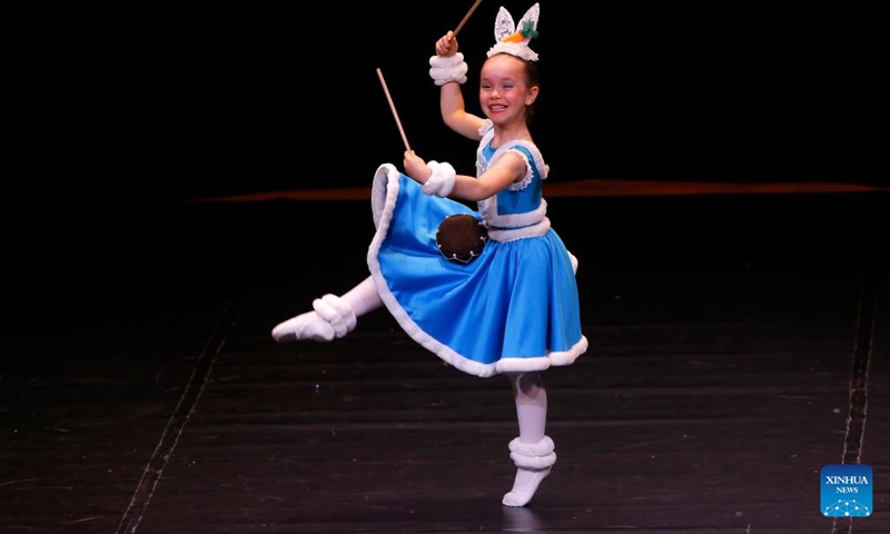 A girl performs during the Bucharest Dance Festival in Bucharest, Romania, April 14, 2024.(Photo: Xinhua)