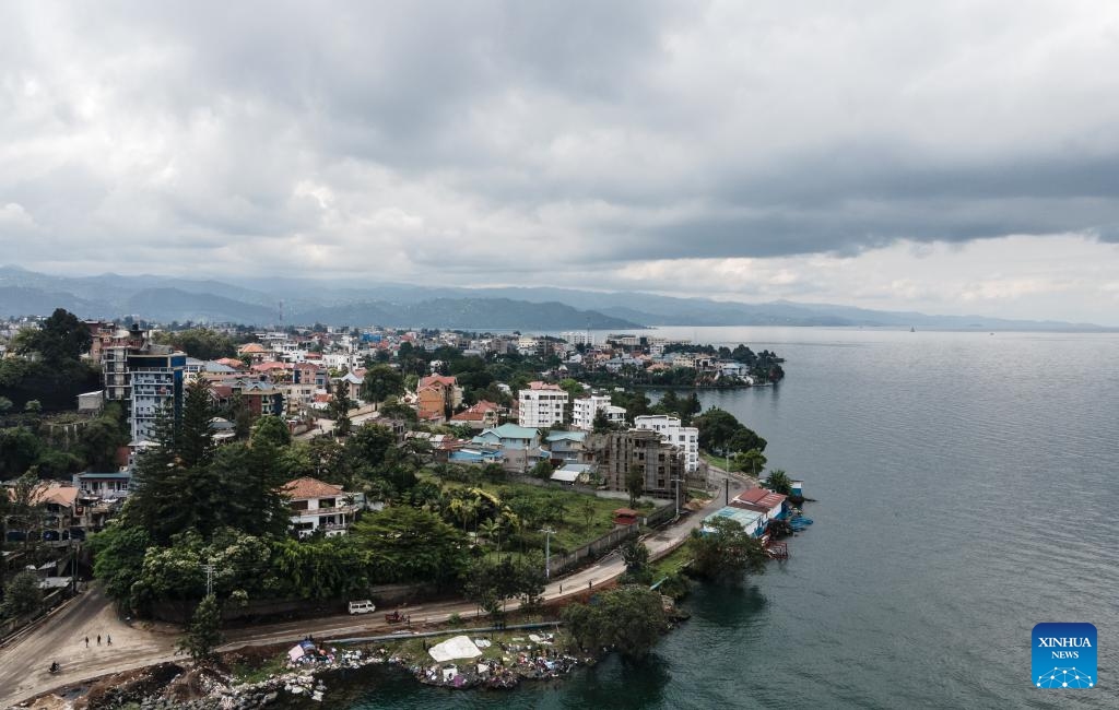 An aerial drone photo taken on April 14, 2024 shows a view of Goma, North Kivu province, Democratic Republic of the Congo.(Photo: Xinhua)