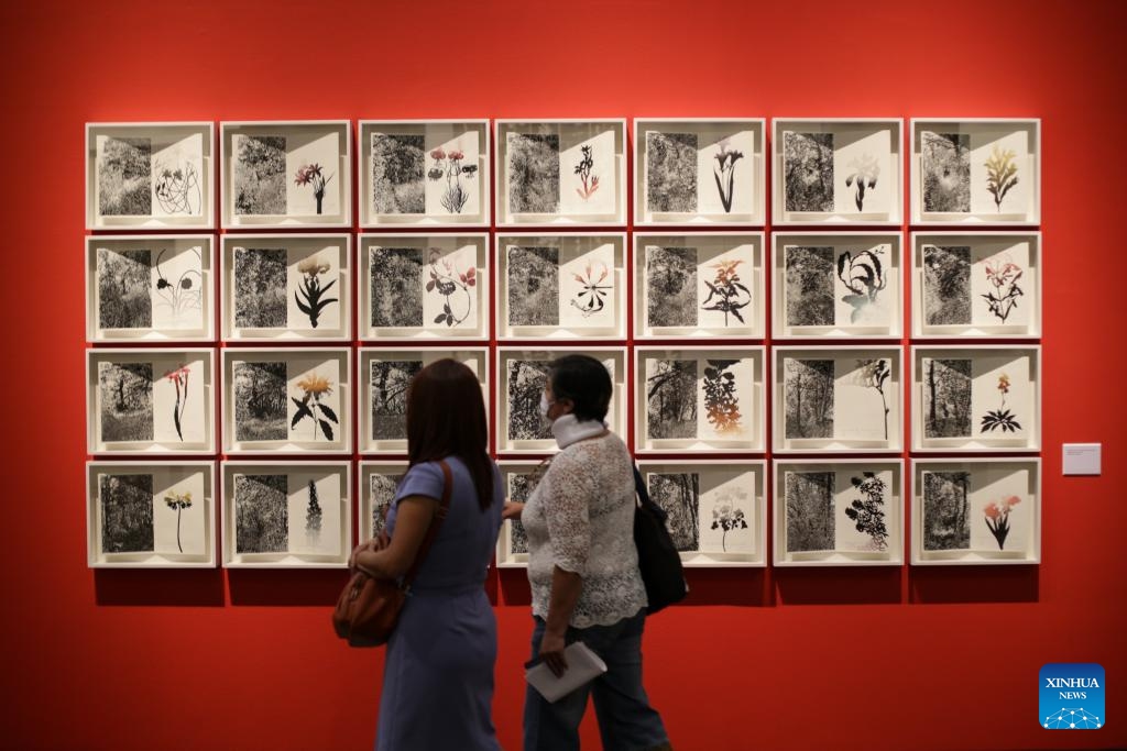 People visit the Atlas exhibition by artists Jan Hendrix of the Netherlands at the Citibanamex Culture Palace, in Mexico City, Mexico, April 16, 2024.(Photo: Xinhua)