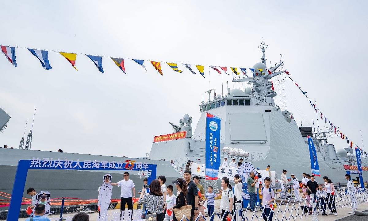 Residents of Xiamen, East China's Fujian Province, visit the Chinese Navy's Type 052D destroyer Xiamen on April 21, 2024, as China will celebrate the 75th founding anniversary of the People's Liberation Army (PLA) Navy on April 23, 2024. Photo: VCG