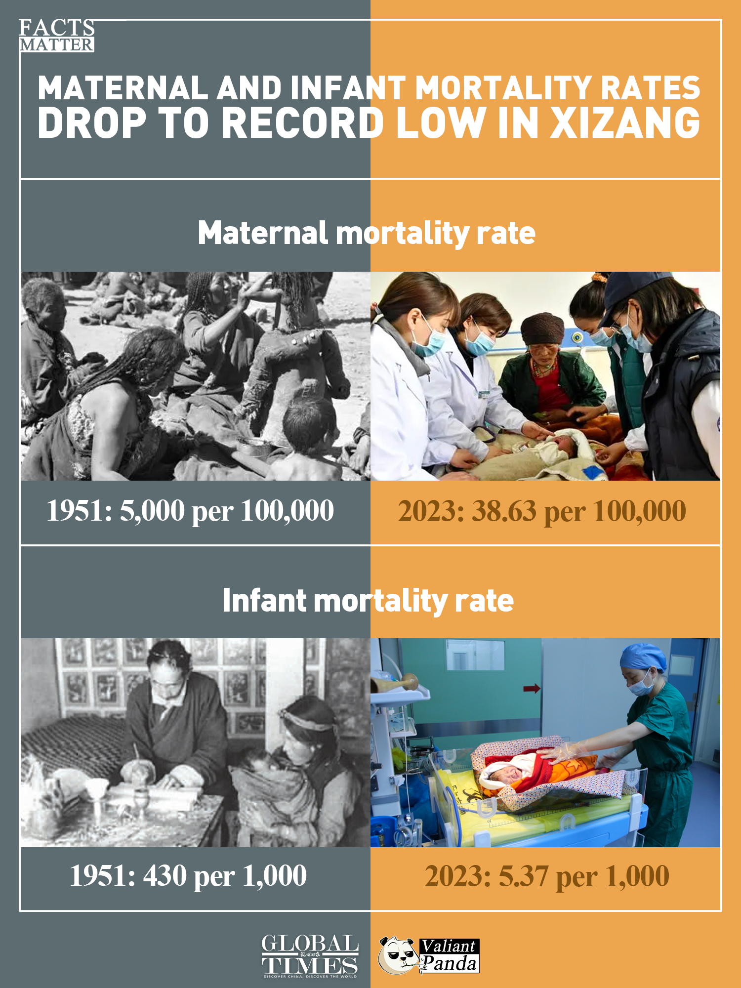 How are human rights protected in China's Xizang?

 The maternal and infant mortality rates dropped to record low in past seven decades. Graphic: GT