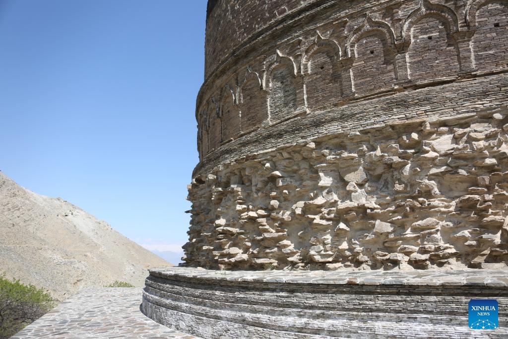 This photo taken on April 24, 2024 shows a view of the Topdara Stupa in Charikar, capital of Parwan Province, east Afghanistan. The Topdara Stupa, one of the most important and complete Buddhist relics in Afghanistan, is under strict protection by authorities. It won the Award of Merit of the UNESCO Asia-Pacific Awards for Cultural Heritage Conservation in 2022.(Photo: Xinhua)