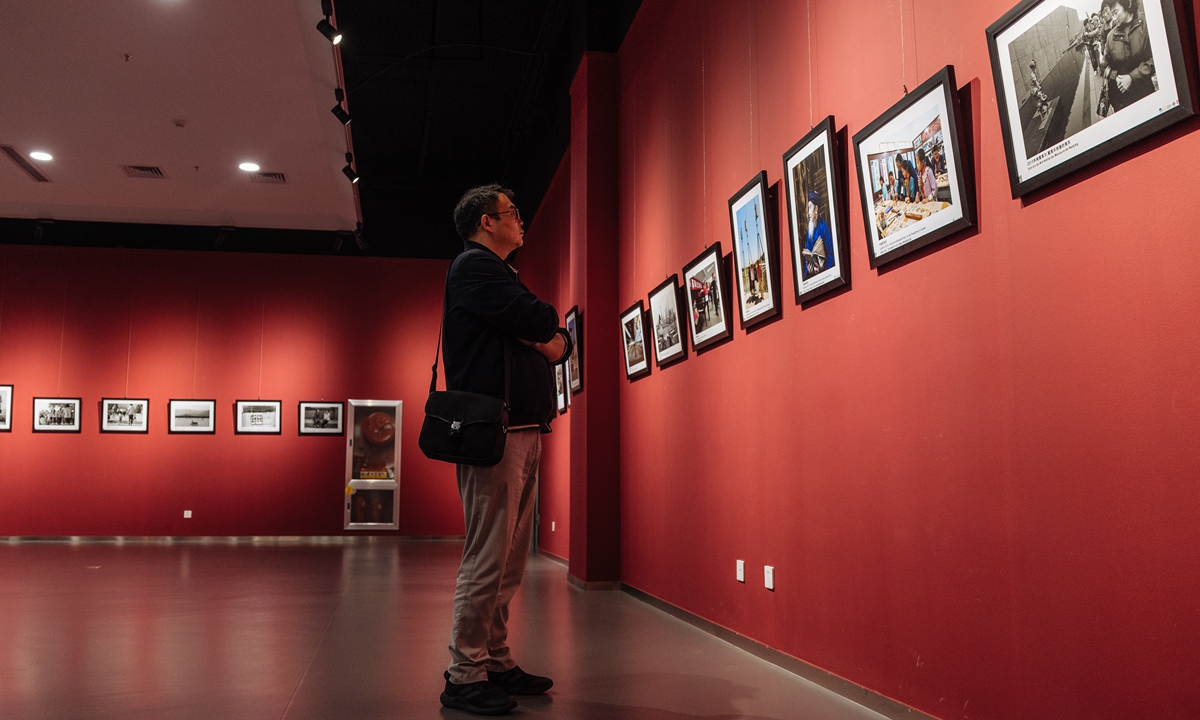 A visitor explores an exhibition showcasing the ties between the De Gaulle family and the Chinese people at Beijing's He Art Museum on April 24, 2024. Photo: Li Hao/GT