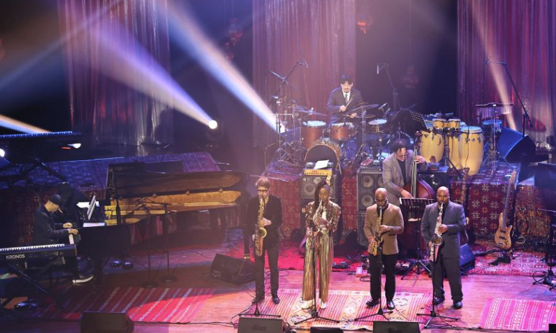 Jazz musicians perform during a concert marking the International Jazz Day 2024 in Tangier, Morocco, April 30, 2024. International Jazz Day, observed annually on April 30, serves as a global platform to promote understanding, tolerance, peace, and justice. (Xinhua/Huo Jing)
