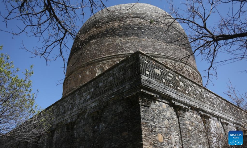 This photo taken on April 24, 2024 shows a view of the Topdara Stupa in Charikar, capital of Parwan Province, east Afghanistan. The Topdara Stupa, one of the most important and complete Buddhist relics in Afghanistan, is under strict protection by authorities. It won the Award of Merit of the UNESCO Asia-Pacific Awards for Cultural Heritage Conservation in 2022.(Photo: Xinhua)