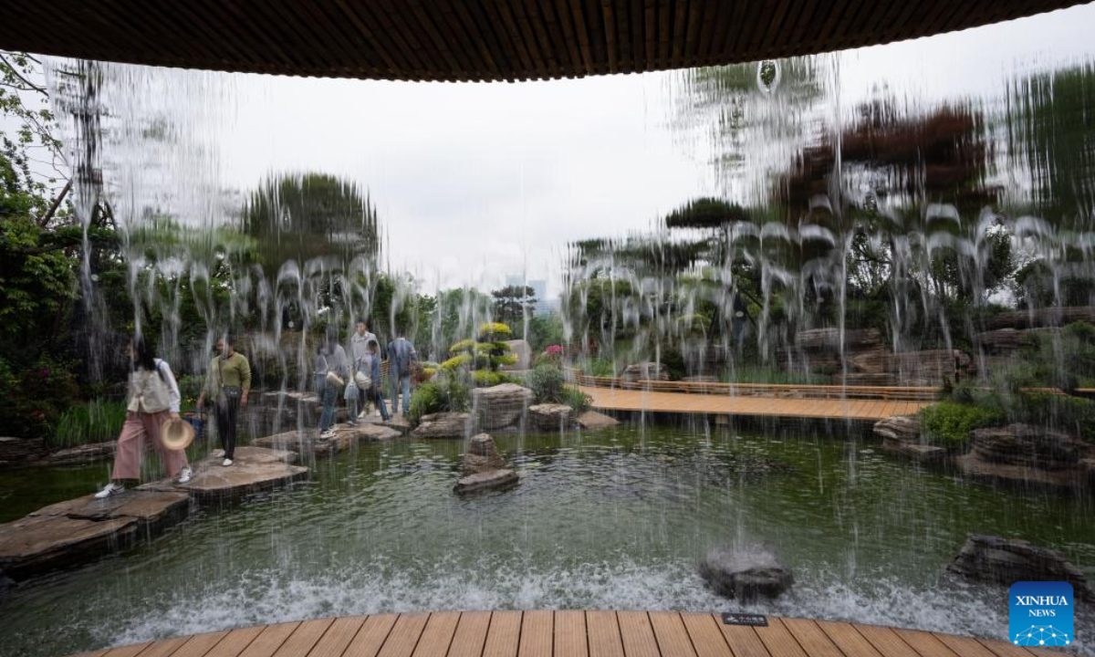 Visitors tour the Chengdu garden of the International Horticultural Exhibition 2024 Chengdu in Chengdu, southwest China's Sichuan Province, May 1, 2024. Visitors across China visited the main venue of the International Horticultural Exhibition 2024 Chengdu during the May Day holiday. Photo:Xinhua