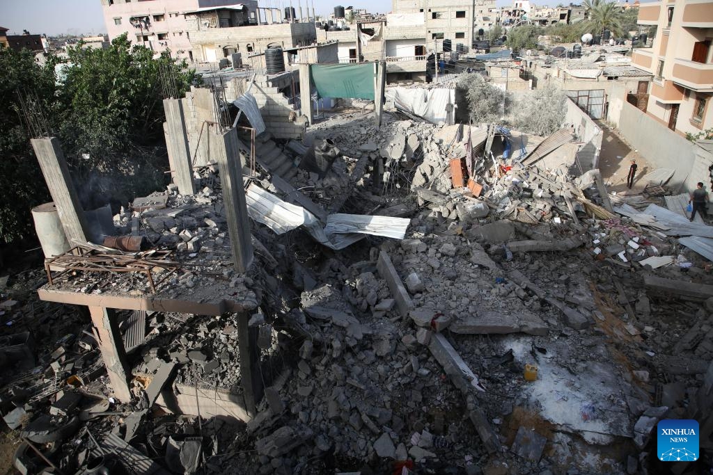 Photo taken on April 24, 2024 shows a destroyed house after an Israeli airstrike in the southern Gaza Strip city of Rafah. The Palestinian death toll in the Gaza Strip from ongoing Israeli attacks has risen to 34,262, the Hamas-run Health Ministry said on Wednesday.(Photo: Xinhua)