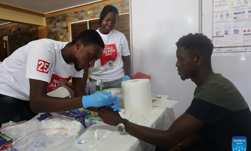 A man receives malaria test at an event marking the World Malaria Day in Accra, Ghana, April 25, 2024.(Photo: Xinhua)
