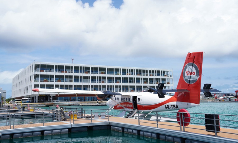 This photo taken on April 28, 2024 shows the seaplane terminal at Velana International Airport in Male, the Maldives. Photo: Xinhua