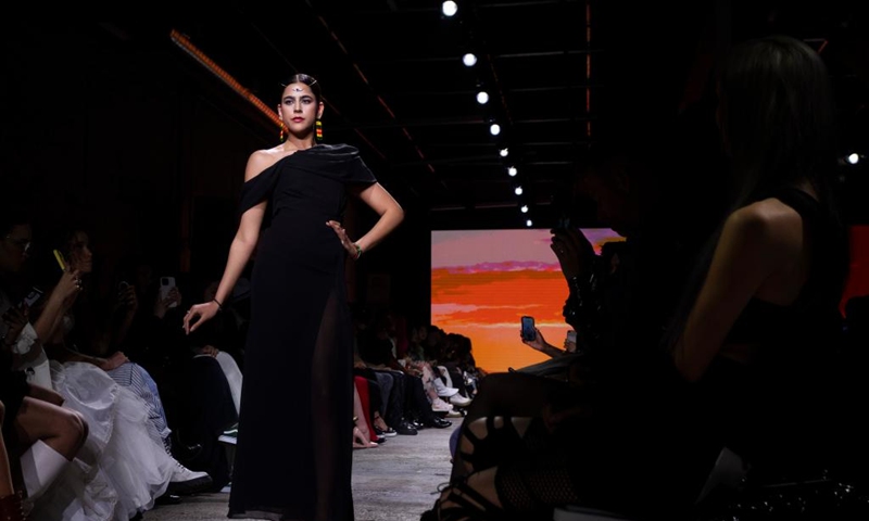 A model presents a creation at the 2024 Fashion Art Toronto's Fashion Week in Toronto, Canada, on May 3, 2024. The annual fashion show is held here from May 2 to 5 this year. Photo: Xinhua