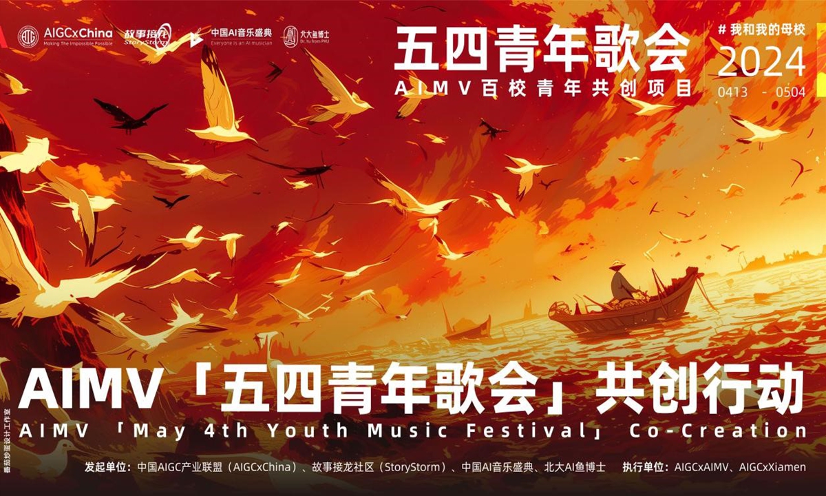 A poster of The 1st China AIMV “May 4th Youth Music Festival” Co-creation. (Photo: Courtesy of China AIGC Industry Alliance)