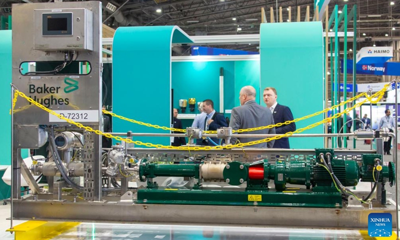 This photo taken on May 6, 2024 shows an equipment displayed at the Offshore Technology Conference (OTC) 2024 in Houston, Texas, the United States. This year's OTC is held here from May 6 to 9.(Photo: Xinhua)