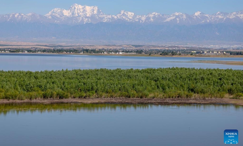 This photo taken on May 9, 2024 shows the Qinggeda lake wetland in Wujiaqu, northwest China's Xinjiang Uygur Autonomous Region.