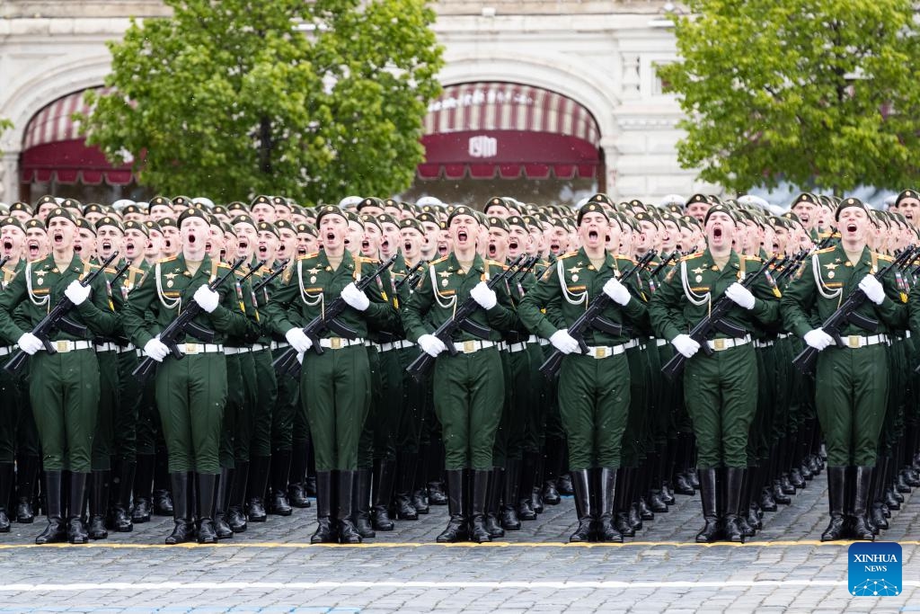 Servicemen take part in the Victory Day military parade, which marks the 79th anniversary of the Soviet victory in the Great Patriotic War, Russia's term for World War II, on Red Square in Moscow, Russia, May 9, 2024.(Photo: Xinhua)