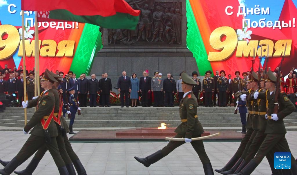 Servicemen take part in a parade during a commemorative event in Minsk, Belarus, on May 9, 2024. Belarus hosted a series of commemorative events on Thursday, dedicated to the 79th anniversary of the Victory of the Soviet Union in the Eastern Front of World War II(Photo: Xinhua)