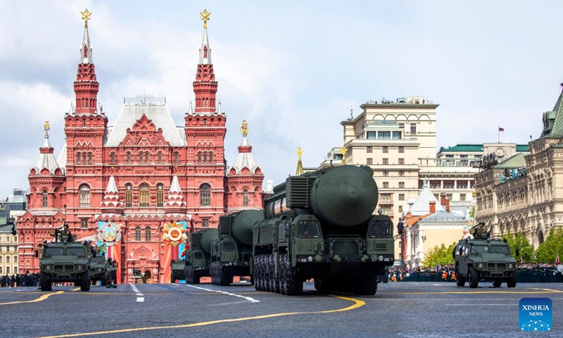 Yars ballistic missiles are seen during the Victory Day military parade, which marks the 79th anniversary of the Soviet victory in the Great Patriotic War, Russia's term for World War II, on Red Square in Moscow, Russia, May 9, 2024.(Photo: Xinhua)