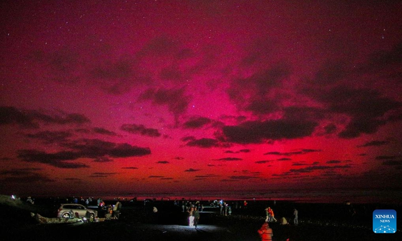 This photo taken on May 11, 2024 shows the Aurora Australis, also known as the Southern Lights, in Auckland, New Zealand. Photo: Xinhua