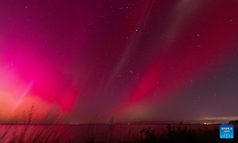 This photo taken on May 11, 2024 shows the Aurora Australis, also known as the Southern Lights, in Christchurch, New Zealand. Photo: Xinhua