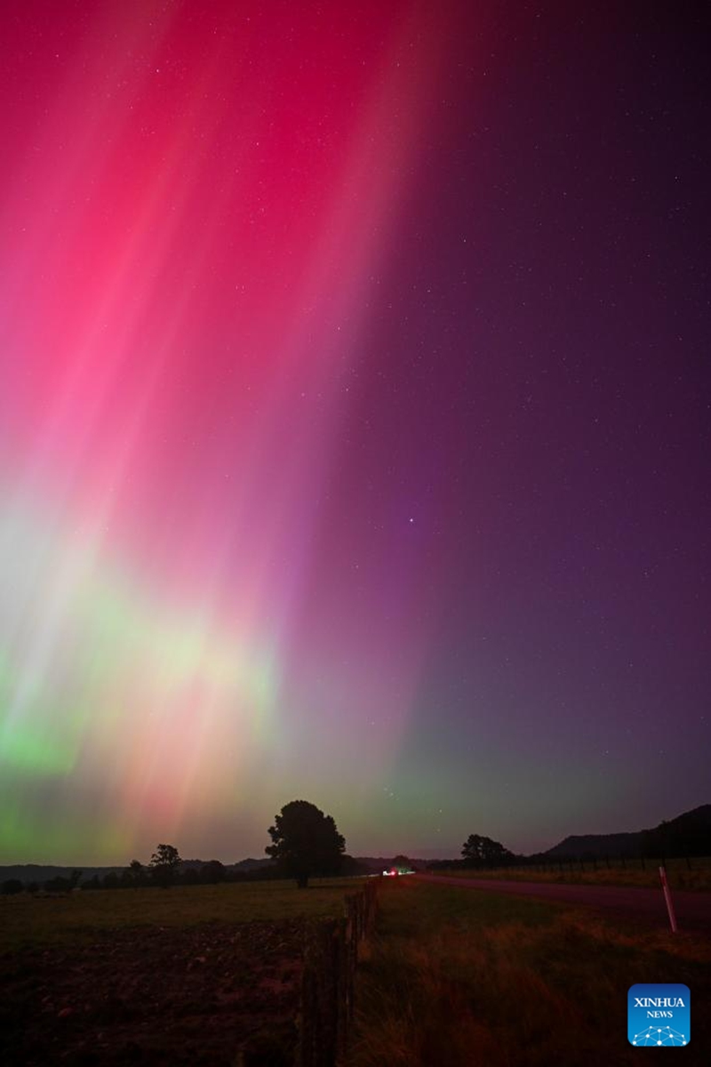 This photo taken on May 11, 2024 shows the Aurora Australis, also known as the Southern Lights, seen from Fox Glacier on the west coast of the South Island, New Zealand. Photo: Xinhua