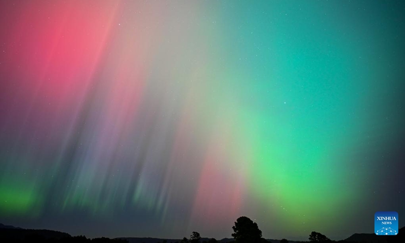 This photo taken on May 11, 2024 shows the Aurora Australis, also known as the Southern Lights, seen from Fox Glacier on the west coast of the South Island, New Zealand. Photo: Xinhua