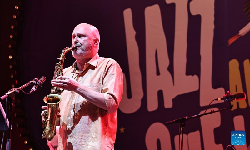 A musician performs during the closing concert of the 26th Chellah Jazz Music Festival at the Chellah site in Rabat, Morocco, May 12, 2024. Photo: Xinhua