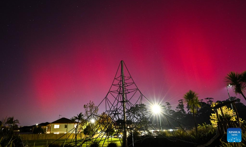 This photo taken on May 11, 2024 shows the Aurora Australis, also known as the Southern Lights, in Auckland, New Zealand. Photo: Xinhua