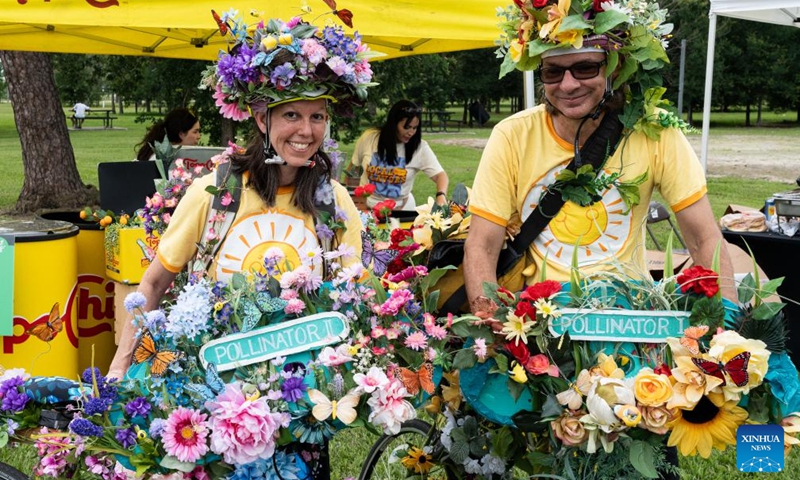 People attend the 3rd Art Bike Parade & Festival in Houston, Texas, the United States, May 11, 2024. The annual event attracted hundreds of people to showcase their creativity in bike designing and enjoy various of activities. Photo: Xinhua