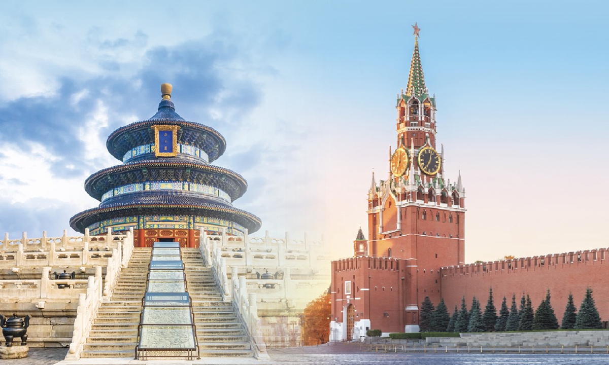 The Temple of Heaven in Beijing (left) and Moscow Kremlin's Spasskaya Tower. Photos: VCG