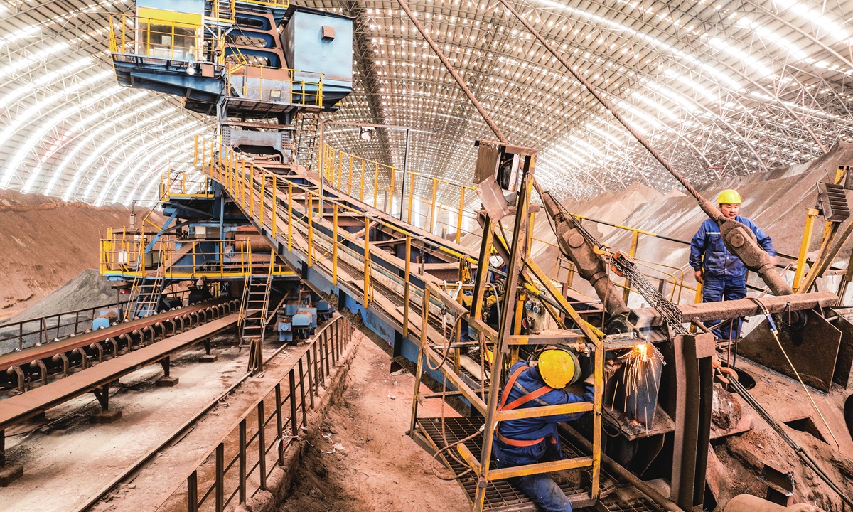 Employees work at a steel mill in Huai'an, East China's Jiangsu Province on May 15, 2024. China has ranked first in global steel production and consumption for 28 consecutive years, according to a conference on Chinese brand development held on May 11. Photo: VCG 