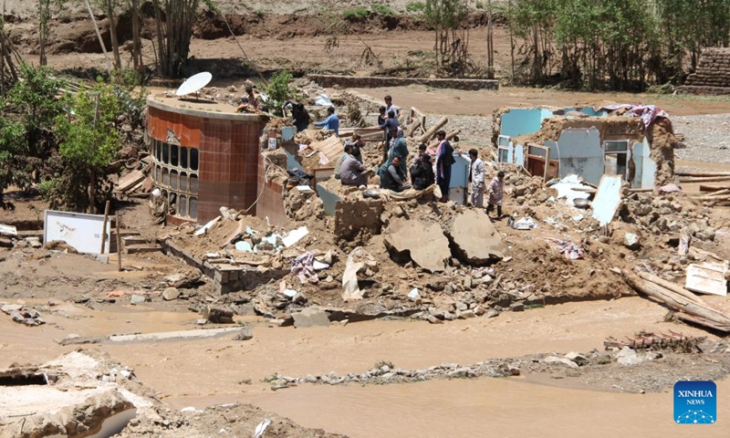 This photo taken on May 18, 2024 shows the flood-hit area in Firoz Koh in west Afghanistan's Ghor province. At least 50 people have been killed, with 10 others missing, in the past 24 hours in west Afghanistan's Ghor Province, a local official said Saturday. Afghanistan has been experiencing heavy rains and floods in the past month, causing casualties and property damage. Photo: Xinhua