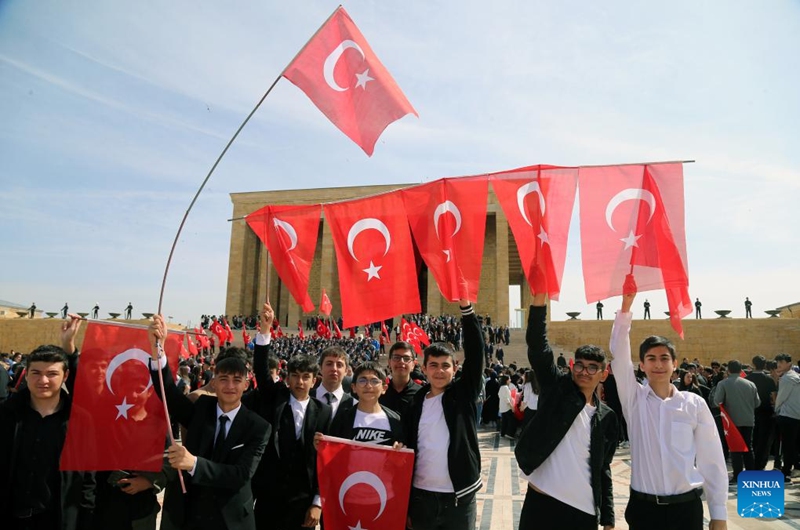 People gather to mark the Commemoration of Ataturk, Youth and Sports Day, in front of Anitkabir, the mausoleum of Turkish Republic's founder Mustafa Kemal Ataturk, in Ankara, Türkiye, on May 19, 2024. Photo: Xinhua