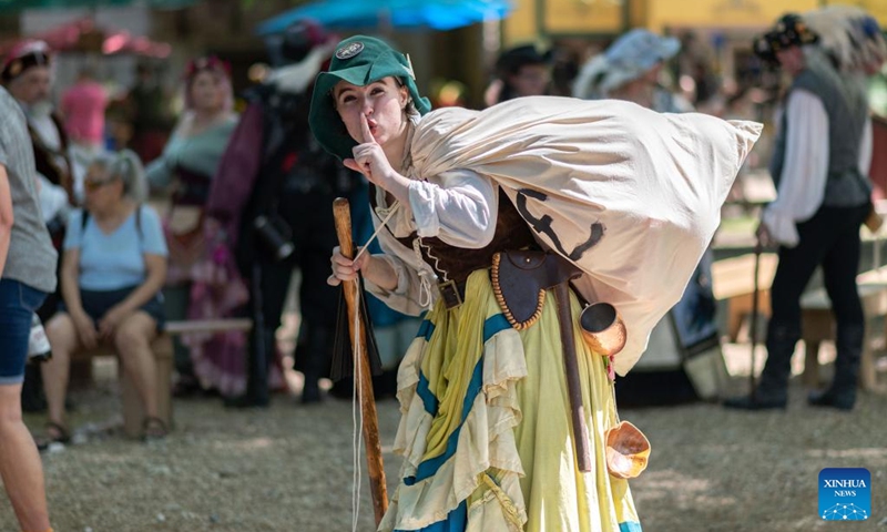 A woman in 16-century costumes is pictured at the Scarborough Renaissance Festival in Waxahachie, on the outskirts of Dallas, Texas, the United States on May 18, 2024. Photo: Xinhua