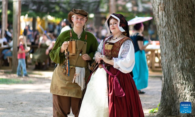 Women in 16-century costumes are seen at the Scarborough Renaissance Festival in Waxahachie, on the outskirts of Dallas, Texas, the United States on May 18, 2024. Photo: Xinhua