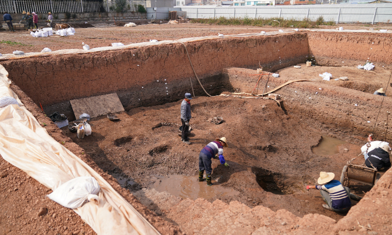 Excavation site at the Hebosuo site in Yunnan Province on March 3, 2023 Photo: VCG
