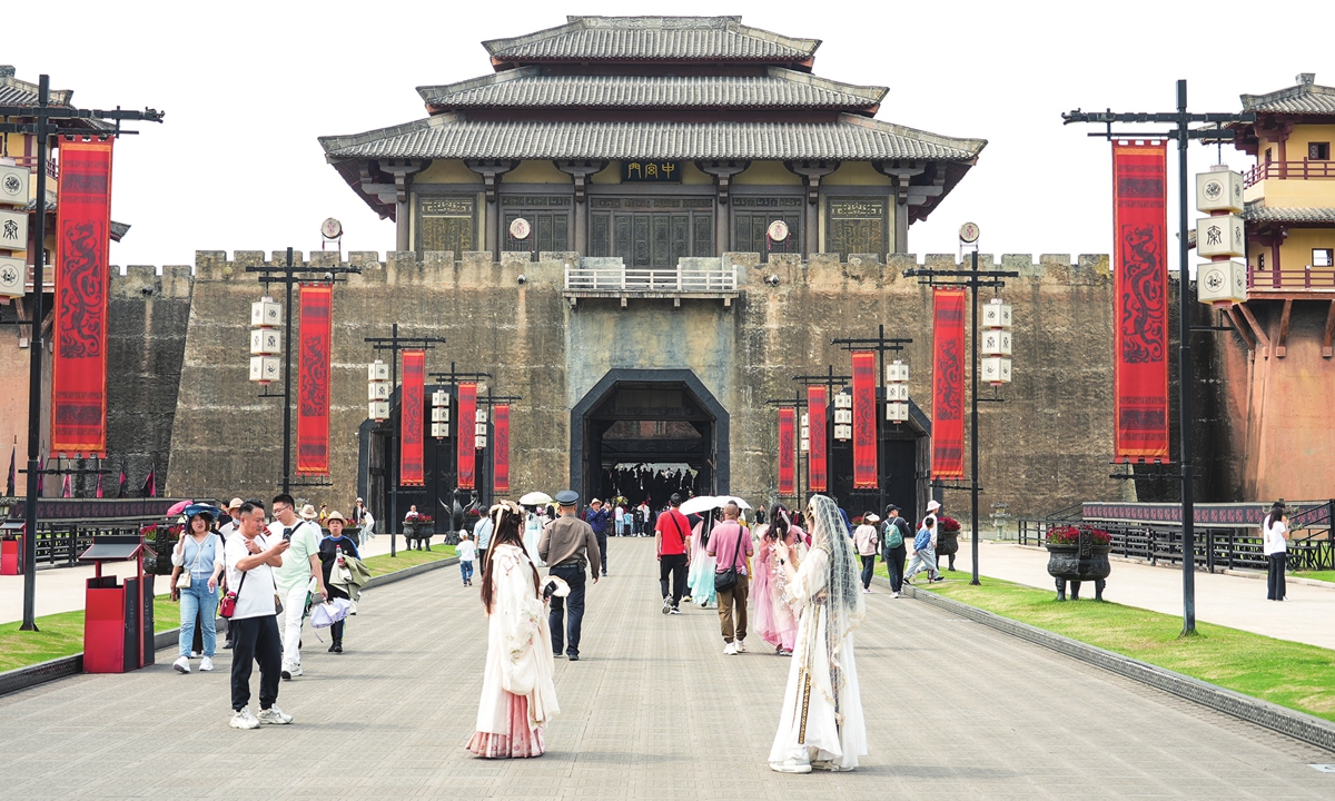 Visitors at the Hengdian World Studios on April 13 Photo: VCG