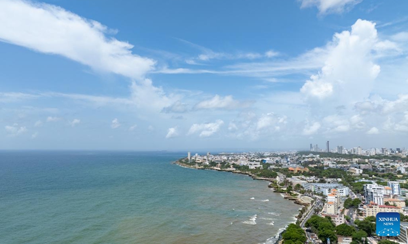 An aerial drone photo taken on May 21, 2024 shows the coastline in Santo Domingo, the Dominican Republic. Abundant tourism resources make the city attractive to tourists.(Photo: Xinhua)