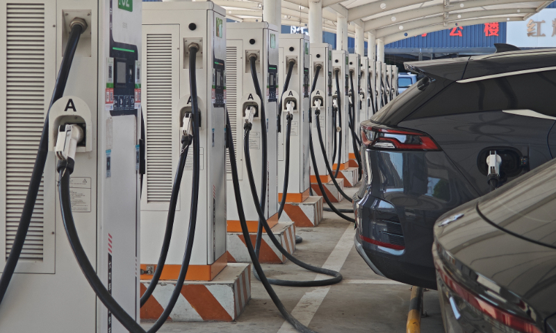 The photo taken on May 28, 2024 shows new energy charging piles in Zhengzhou, Central China's Henan Province. Photo: VCG