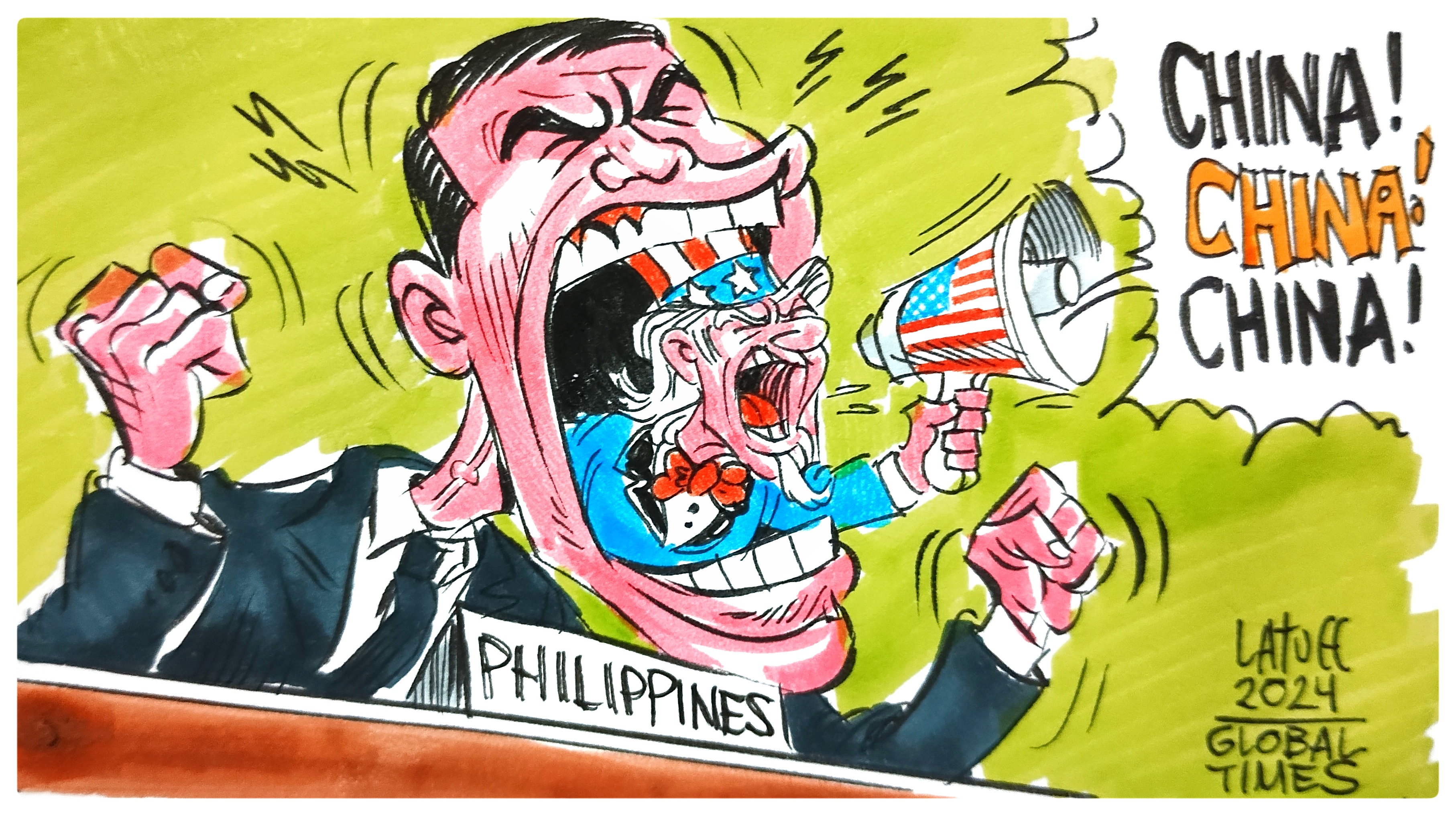 The current Philippine administration is a loyal mouthpiece of the US. Cartoon:Carlos Latuff
