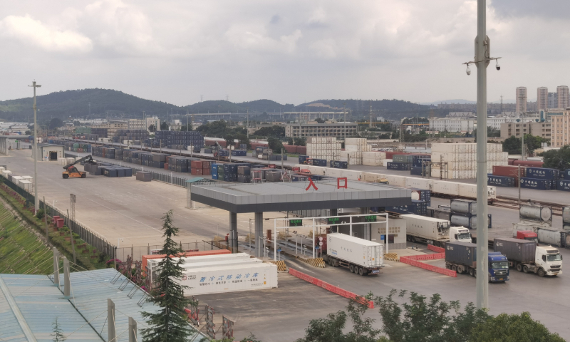 The starting station of the China-Laos Railway international freight train in Kunming, Yunnan Province Photo: Hu Yuwei/GT