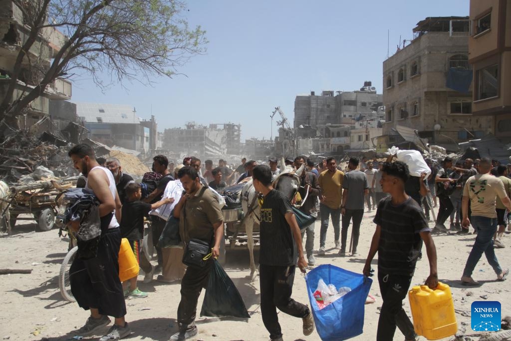 Displaced Palestinians are seen in Jabalia, northern Gaza Strip, on May 30, 2024. Local sources reported that Israeli troops have withdrawn from the western and southern regions of Jabalia in northern Gaza, while some soldiers remain in the northern and eastern areas of the city. In a statement, the emergency committee in the northern Gaza Strip urged residents to be patient and not return to the northern areas of the Gaza Strip at this time. (Photo: Xinhua)