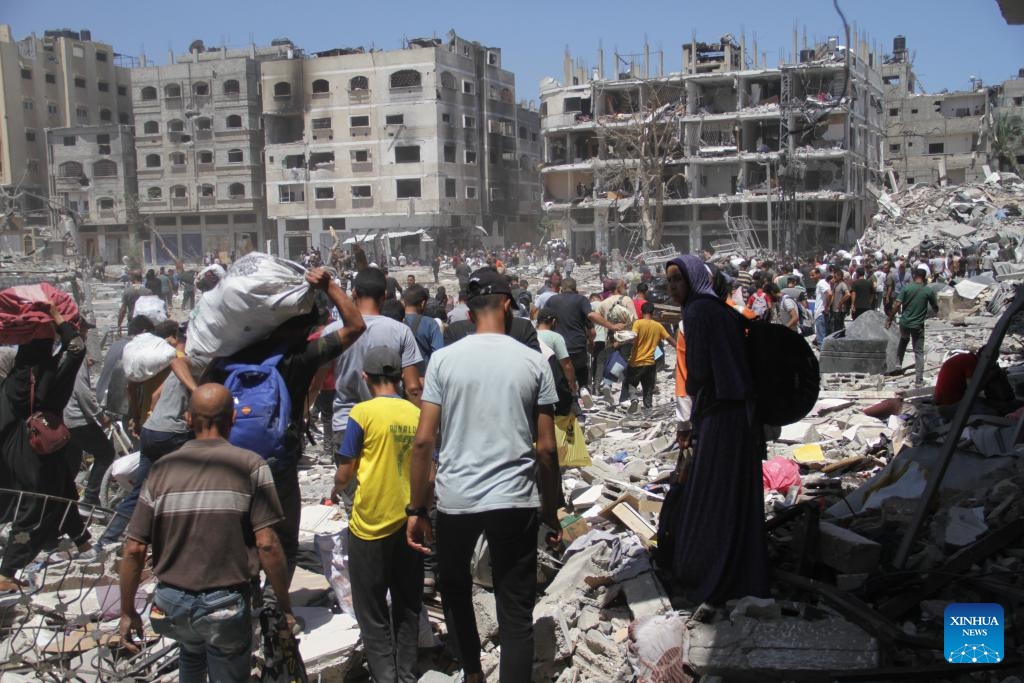 Displaced Palestinians are seen in Jabalia, northern Gaza Strip, on May 30, 2024. Local sources reported that Israeli troops have withdrawn from the western and southern regions of Jabalia in northern Gaza, while some soldiers remain in the northern and eastern areas of the city. In a statement, the emergency committee in the northern Gaza Strip urged residents to be patient and not return to the northern areas of the Gaza Strip at this time. (Photo: Xinhua)