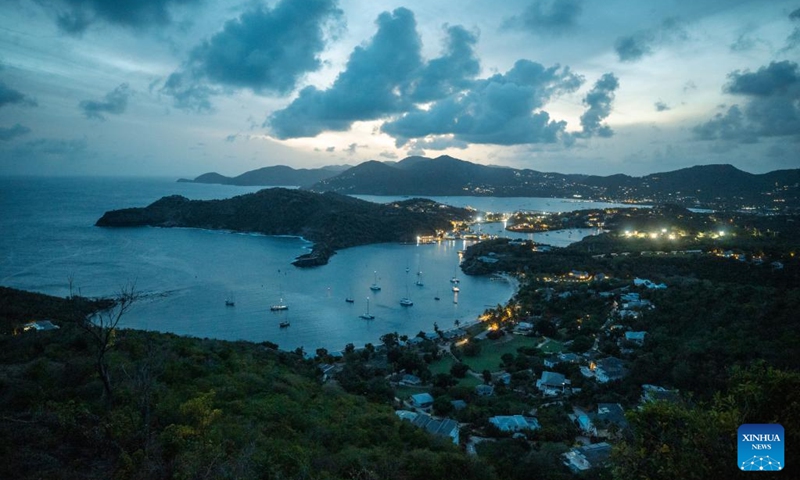 This photo taken on May 29, 2024 from Shirley Heights lookout shows the Freeman's Bay in Antigua and Barbuda. (Xinhua/Li Muzi)
