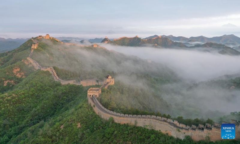 This aerial drone photo taken on June 8, 2024 shows the Jinshanling section of the Great Wall in Luanping County, north China's Hebei Province. (Photo by Zhou Wanping/Xinhua)