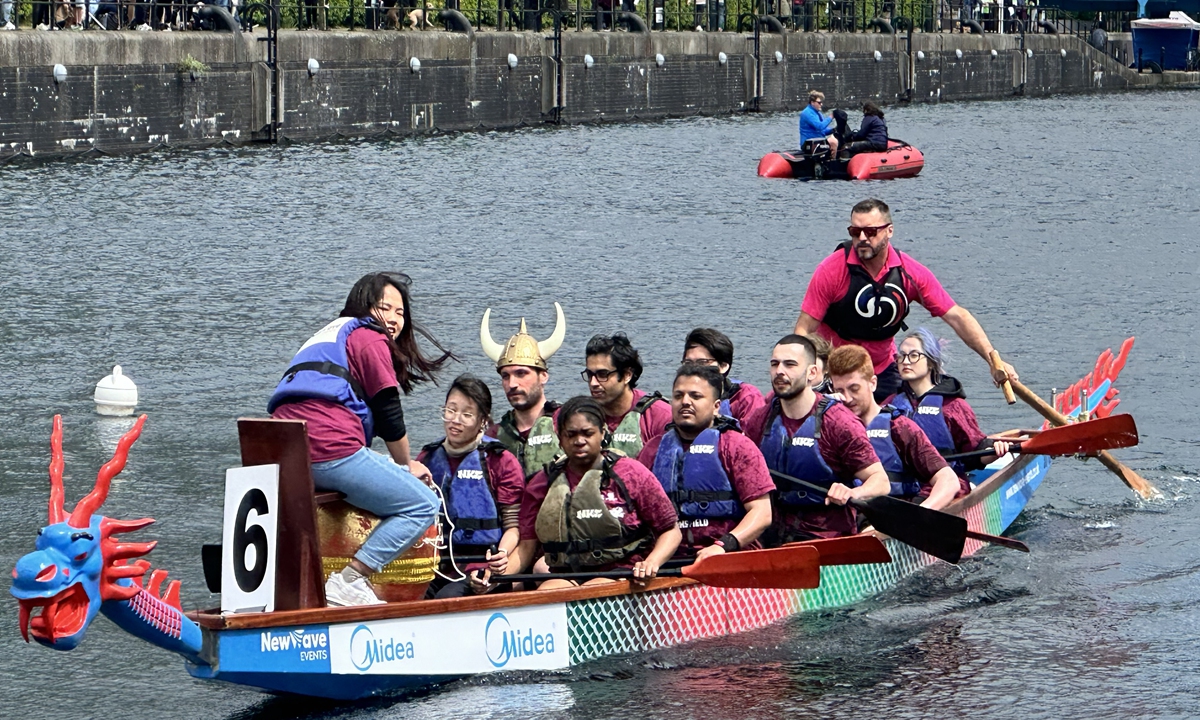 The 10th Chinese Dragon Boat Festival in the UK opens in Salford, England on June 8, 2024.