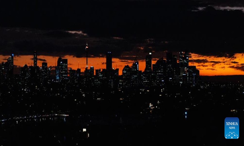 This photo taken on June 9, 2024 shows sunset view of CBD area in Sydney, Australia. (Photo: Xinhua)